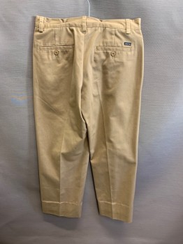 IZOD, Khaki Brown, Poly/Cotton, Side Pockets, Zip Front, Pleated Front, 2 Welt Pockets