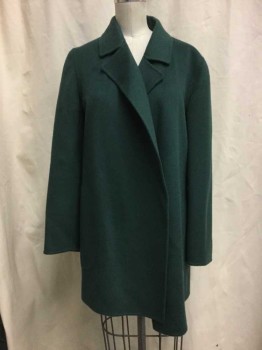 THEORY, Teal Green, Wool, Cashmere, Solid, Teal Green, Notched Lapel, Collar Attached,  2 Pockets, No Closure