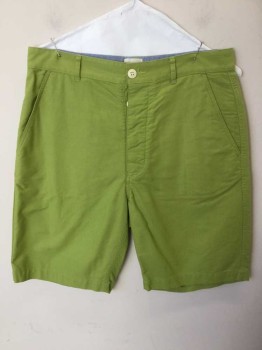 Mens, Shorts, MAX 'N CHESTER , Lime Green, Cotton, Solid, 30, Lime, Flat Front, Zip Front, Belt Hoops, 2 Slant Pockets