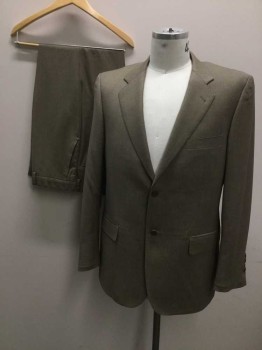 Mens, Suit, Jacket, BARONI, Brown, Cream, Wool, Birds Eye Weave, 42R, Appears Light Brown, Single Breasted, C.A., Notched Lapel, Hand Picked Collar/Lapel, 3 Pckts,