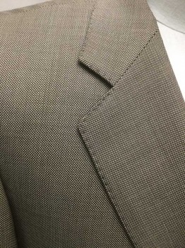 Mens, Suit, Jacket, BARONI, Brown, Cream, Wool, Birds Eye Weave, 42R, Appears Light Brown, Single Breasted, C.A., Notched Lapel, Hand Picked Collar/Lapel, 3 Pckts,