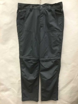 CARHARTT, Dk Gray, Cotton, Polyester, Solid, Hiking Pants, Zip Front, (zipper at Knee-- Short Optional)