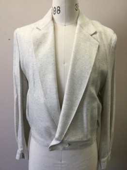 Mens, Jacket, MTO, Ivory White, Lt Gray, Cotton, Silk, Diamonds, C42, Made To Order, Double Breasted, 2 Buttons at Waist, Notched Lapel, Box Pleat Center Back, Flock of Seagulls, Triple,