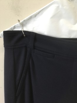 Womens, Slacks, DVF, Navy Blue, Viscose, Spandex, Solid, W30, 6, Dark Navy (Nearly Black), Stretch Thick Jersey Material, Mid Rise, Boot Cut, 5 Faux (Non Functional) Pockets, Belt Loops