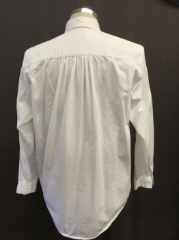 HISTORIAL EMPORIUM, White, Cotton, Solid, Button Front, Long Sleeves, Peter Pan Collar