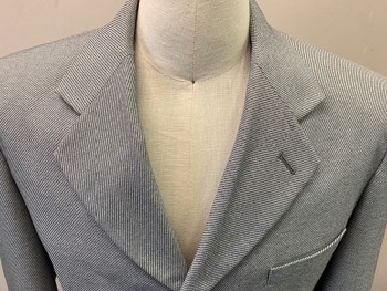 VITALI, Lt Gray, Gray, Polyester, Stripes - Diagonal , Gray with Lt Gray Diagnal Stripe Weave, 4 Buttons, 4 Pockets, Notched Lapel,
