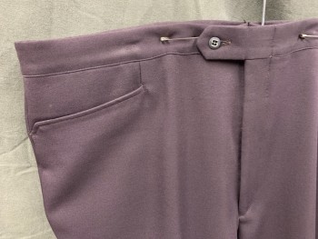 Mens, Pants, SANSABELT, Dk Brown, Polyester, Solid, 42/32, Flat Front, Zip Fly, Button Tab Closure, 4 Pockets,
