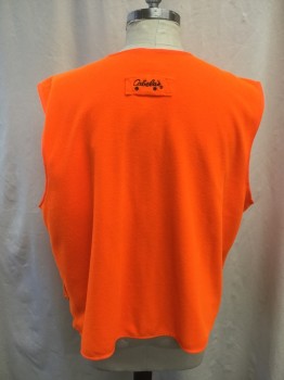 Mens, Wilderness Vest, CABELA'S, Neon Orange, Polyester, Solid, XL, Neon Orange,  Fleece, Zip Front, V-neck,2 Flap Pockets