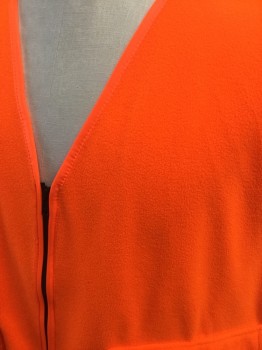 Mens, Wilderness Vest, CABELA'S, Neon Orange, Polyester, Solid, XL, Neon Orange,  Fleece, Zip Front, V-neck,2 Flap Pockets