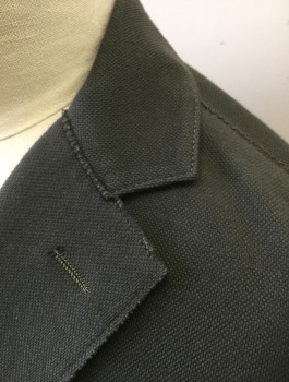 Mens, Sportcoat/Blazer, N/L, Gray, Cotton, Nylon, Solid, 42, Pique Jersey Material, Single Breasted, 2 Buttons, Notched Lapel, 3 Pockets Including 2 Patch Pockets at Hips, No Lining