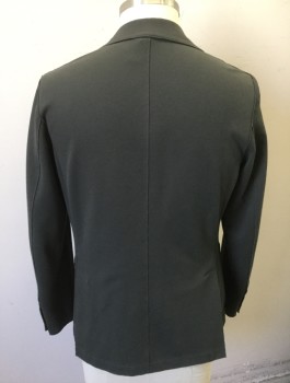 Mens, Sportcoat/Blazer, N/L, Gray, Cotton, Nylon, Solid, 42, Pique Jersey Material, Single Breasted, 2 Buttons, Notched Lapel, 3 Pockets Including 2 Patch Pockets at Hips, No Lining
