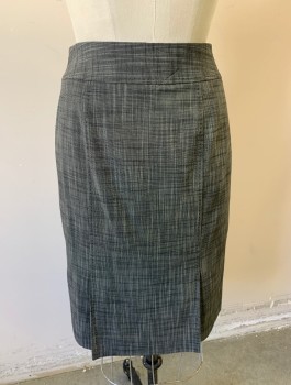 Womens, Suit, Skirt, CLASSIQUES ENTIER, Charcoal Gray, Gray, Polyester, Viscose, 2 Color Weave, Sz. 0, Pencil Skirt, Knee Length, 2" Wide Self Waistband, Hand Picked Stitching at Seams, Invisible Zipper at Side, 2 Pleats at Back Hem