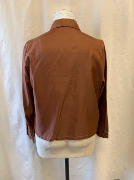 Mens, Windbreaker, RICE, Brown, Nylon, SZ. L, 44, Collar Attached, Zip Front, 2 Pockets, Long Sleeves, Tan Stitching