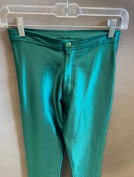 Womens, Pants, BOJEONGLES, Green, Polyester, Spandex, Solid, W26, Back Pockets with Back Logo