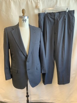 TOM JAMES, Dk Gray, Navy Blue, Black, Wool, Plaid, Notched Lapel, Single Breasted, Button Front, 2 Buttons, 3 Pockets, Single Back Vent