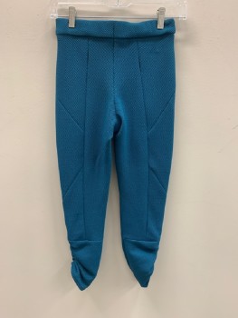 Womens, Sci-Fi/Fantasy Pants, MTO, Teal Blue, Polyester, Textured Fabric, W24-25, Self Pattern, Self Stitch, Ruched Hem