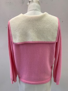 Womens, Sweater, WONDAMERE, Baby Pink, Cashmere, Solid, B: 34", Cardigan, Sailor Collar, 5 Golden Buttons
