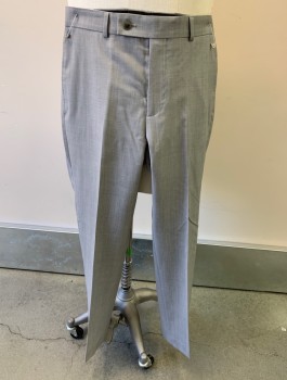 Mens, Suit, Pants, CALVIN KLEIN, Lt Gray, Wool, Solid, 30, 30, Flat Front with Button Tab