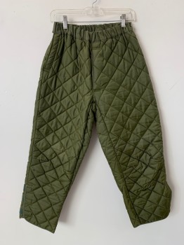 KL, Olive Green, Polyester, Elastic Waist Band, Puffed/quilted, Side Velcro Patch Opening