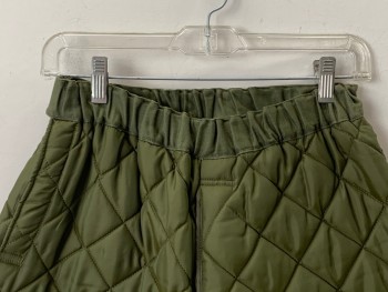 Womens, Sci-Fi/Fantasy Pants, KL, Olive Green, Polyester, 24/25, Elastic Waist Band, Puffed/quilted, Side Velcro Patch Opening