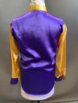 Unisex, Windbreaker, N/L, Purple, Goldenrod Yellow, Turquoise Blue, Polyester, Diamonds, Color Blocking, C:30, Jockey Jacket, Child Size, Satin, 3 Fabric Covered Buttons, Band Collar, Comes With Matching Hat (CF021648)