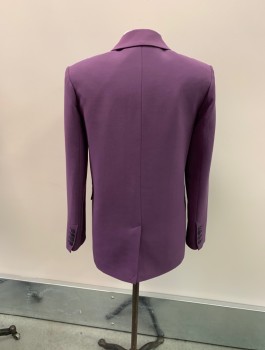 Womens, Suit, Jacket, ZARA, Plum Purple, Polyester, Solid, XS, Double Breasted, Peaked Lapel, 1 Welt Pocket, 2 Pockets, Vent At Center Back