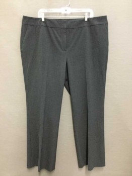 Womens, Slacks, SEJOUR  , Gray, Polyester, Lycra, Heathered, 20W, Flat Front, Zip Fly,