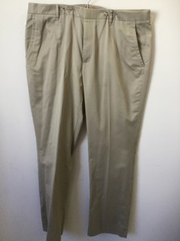 BONOBOS, Khaki Brown, Cotton, Polyester, Solid, Flat Front, Zip Front,