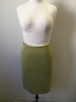 Womens, 1960s Vintage, Suit, Skirt, N/L, Chartreuse Green, Wool, Polyester, Solid, W29, Wool Jersey Chartreuse Pencil Skirt. Darted Waist. Side Seam Zipper. Repair at Left Front at Hipline
