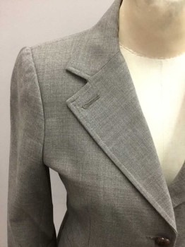 Womens, Suit, Jacket, BOY. BAND Of OUSIDE, Lt Brown, Wool, Solid, Heathered, 2, Single Breasted, Collar Attached,  Notched Lapel, 2 Buttons, Wooden Btns, 3 Pockets, 3/4 Sleeves,