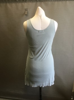 RUNWAY, Lt Gray, Silver, Synthetic, Sequins, Stripes, Sequinned Stripe Patterned Front, Plain Gray Mesh Knit Back, Scoop Neck, Sleeveless