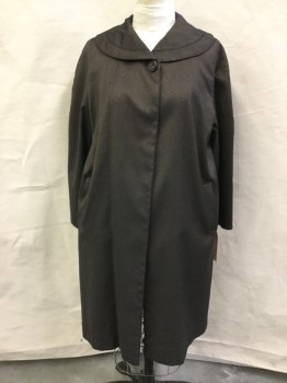 Womens, Coat, MTO, Black, Copper Metallic, Wool, Polyester, 2 Color Weave, 40, 1 Button at Neck, 2 Pockets,