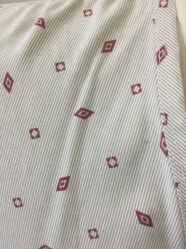 Unisex, Patient Robe, FASHION SEAL, White, Gray, Maroon Red, Poly/Cotton, Diamonds, Stripes - Vertical , N/S, Short Sleeves, White Cotton Twill Tape Ties,