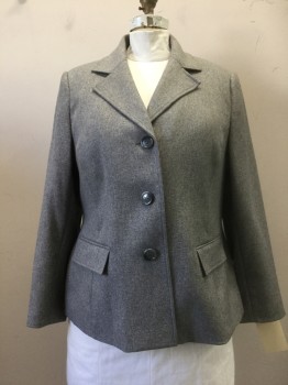 Womens, Suit, Jacket, LE SUIT, Heather Gray, Polyester, Heathered, 20 W, Heather Gray, Notched Lapel, Collar Attached, 3 Buttons,  2 Pockets,