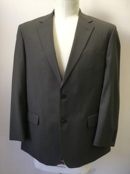 VERSINI, Gray, White, Wool, Stripes - Pin, Brownish Gray with White Pin Stripes, Single Breasted, Collar Attached, Notched Lapel, 3 Pockets, 2 Buttons
