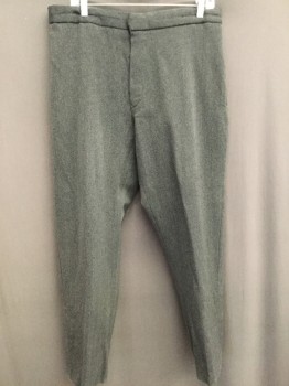 MTO, Heather Gray, Wool, Solid, Flat Front, Slit Side Pockets, Self Ribbed, Heathered Charcoal, Button Fly, Suspender Buttons,
