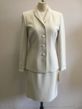 Womens, 1990s Vintage, Suit, Jacket, ANN TAYLOR, Lt Khaki Brn, Polyester, Solid, 2P, Single Breasted, 4 Buttons, Narrow Notched Lapel,