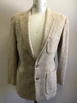 Mens, Blazer/Sport Co, BERKRAY, Champagne, Ecru, Sunflower Yellow, Maroon Red, Baby Blue, Wool, Tweed, 38L, Single Breasted, 2 Buttons,  3 Patch Pockets, Center Back Vent,
