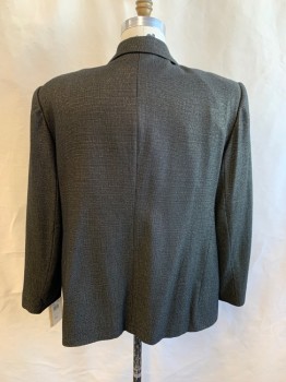 Womens, Blazer, EVAN PICONE, Black, Gold, Wool, Polyester, 2 Color Weave, Sz.20, B:48, Notched Lapel, Single Breasted, 1 Button, 2 Pockets, Padded Shoulders