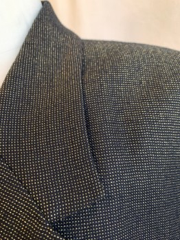 EVAN PICONE, Black, Gold, Wool, Polyester, 2 Color Weave, Notched Lapel, Single Breasted, 1 Button, 2 Pockets, Padded Shoulders