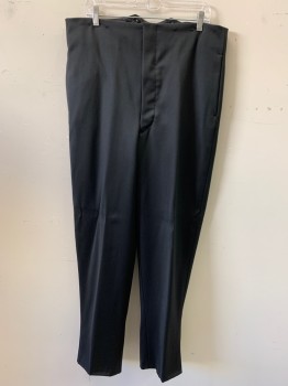 N/L, Black, Wool, Side Pockets, Button Front, Flat Front, Suspender Buttons on Inner Waistband
