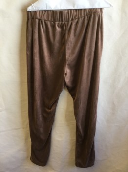 Womens, Pants, ZARA TRAFALUC, Brown, Polyester, Spandex, Solid, L, Brown Faux Suede, 2" Elastic Waistband, 2 Pockets