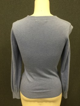 Womens, Sweater, BANANA REPUBLIC, Lavender Purple, Cotton, Cashmere, Solid, S/P, Button Front with Ruffle Placket, Ribbed Knit Neck/Waistband/Cuff, Long Sleeves