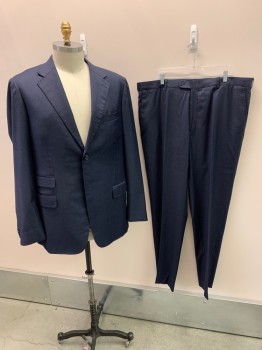 Mens, Suit, Jacket, DI STEFANO, Navy Blue, Navy Blue, Wool, Houndstooth, Single Breasted, 2 Buttons, Notched Lapel, 4 Pockets, Double Vent