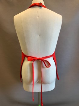 Fame, Red, Poly/Cotton, Solid, 3 Pockets, Adjustable Neck Strap, Waist Tie, Minor Stain Spots On Chest