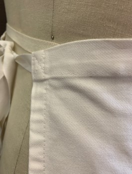 N/L, White, Cotton, Solid, Twill, No Pockets, Self Ties at Waist