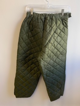 Womens, Sci-Fi/Fantasy Pants, MTO, Dk Olive Grn, Polyester, Solid, Textured Fabric, W28, Elastic Waistband, Side Velcro Closure At Right Waistband And Cuffs, 1 Bttn, Quilted