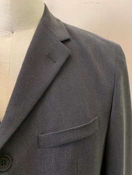 EMPORIO ARMANI, Dk Gray, Viscose, Polyester, Solid, Stripes - Diagonal , Single Breasted, 3 Buttons, Notched Lapel, 3 Pockets, 3 Button Cuffs