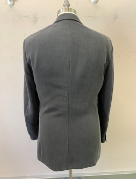 EMPORIO ARMANI, Dk Gray, Viscose, Polyester, Solid, Stripes - Diagonal , Single Breasted, 3 Buttons, Notched Lapel, 3 Pockets, 3 Button Cuffs