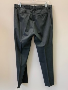 THEORY, Gray, Wool, Polyester, Solid, F.F, Side Pockets, Zip Front, Belt Loops,
